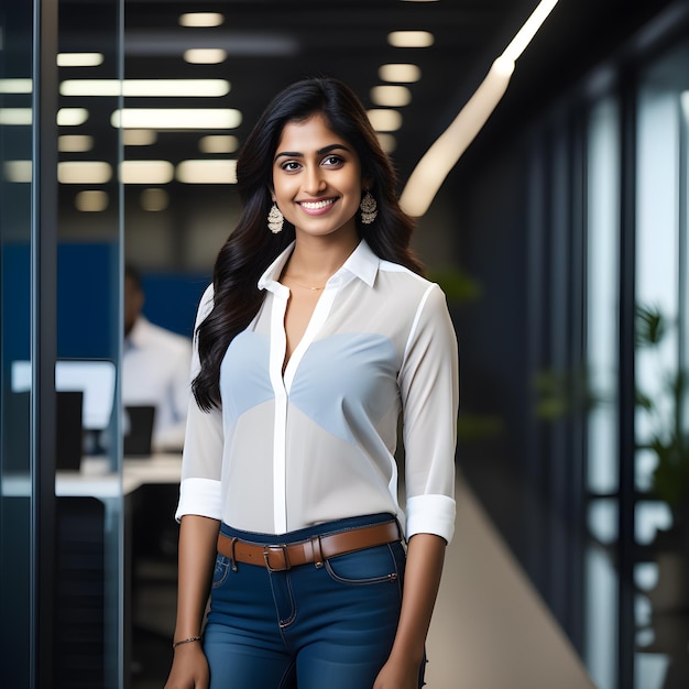 Professionele vrouwen in het bedrijfsleven Indiase portretten en bedrijfskleding