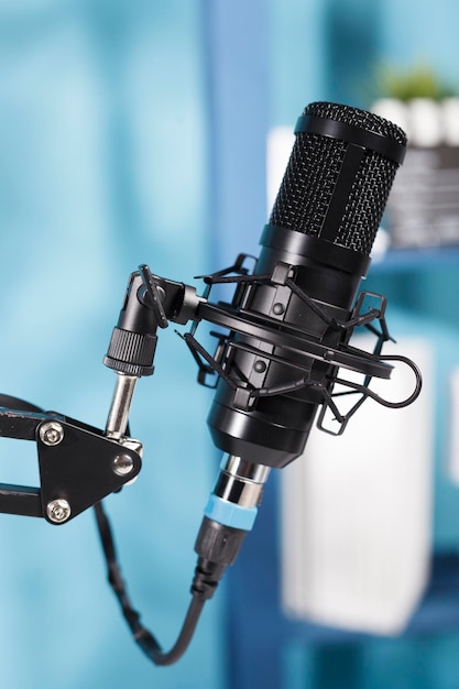 Professionele zwarte microfoon close-up