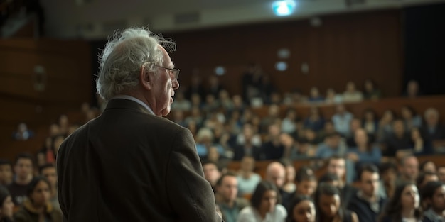 professor in audience in front of students Generative AI