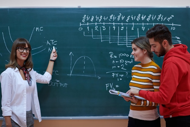 the professor explains the task on the board