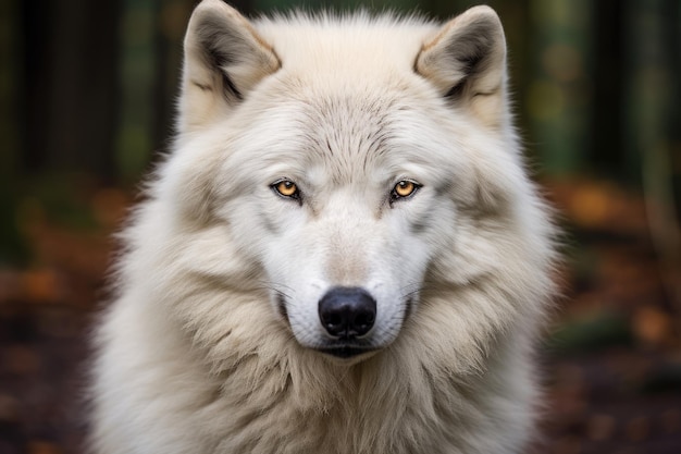 Profile Arctic wolf in the forest