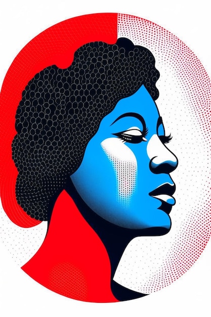 目を閉じた黒人女性の横顔の抽象的なイラスト