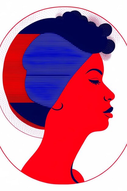 Photo profile of a black woman with closed eyes abstract illustration