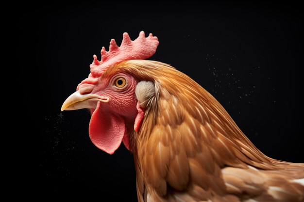 Photo profile of a chicken dustbathing