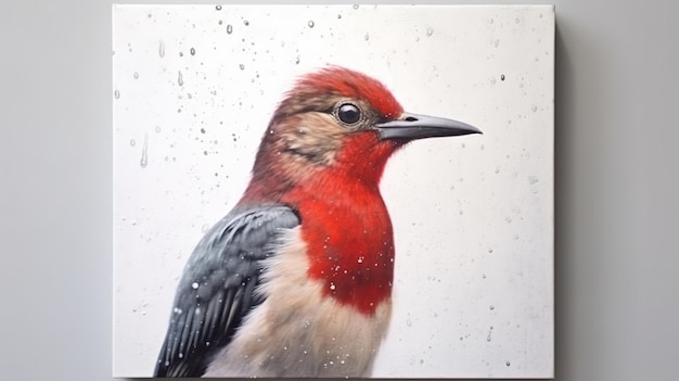 Profile of red bellied woodpecker with on white background Generative Ai