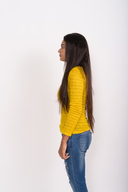 Profile view of Young woman standing