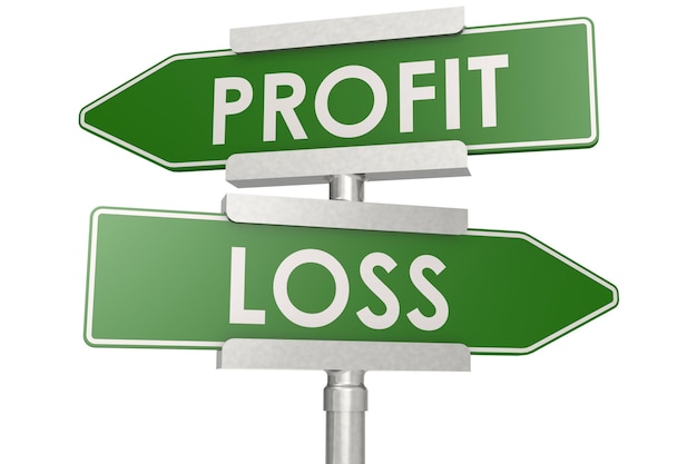 Profit and loss on green road sign