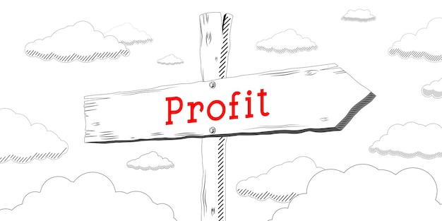 Profit outline signpost with one arrow