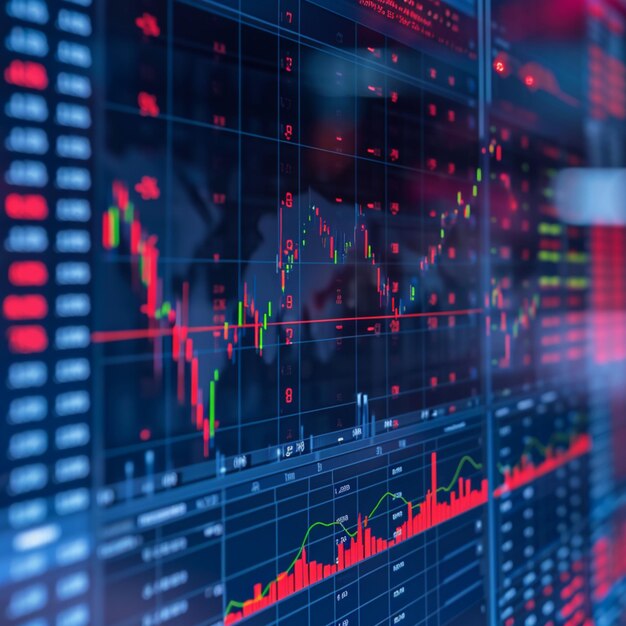 Photo profit trends forex and graph chart for analyzing financial business data for social media post size