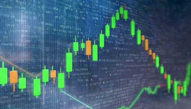 Profitable Investing Faded Candlestick Charts Illustrating Market Gains