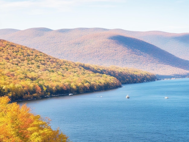 Photo profoundly beautiful landscapes are a signature of the hudson river ai generated