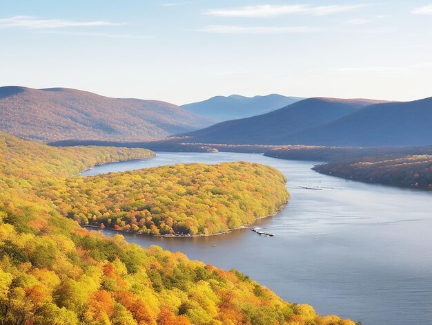 Photo profoundly beautiful landscapes are a signature of the hudson river ai generated