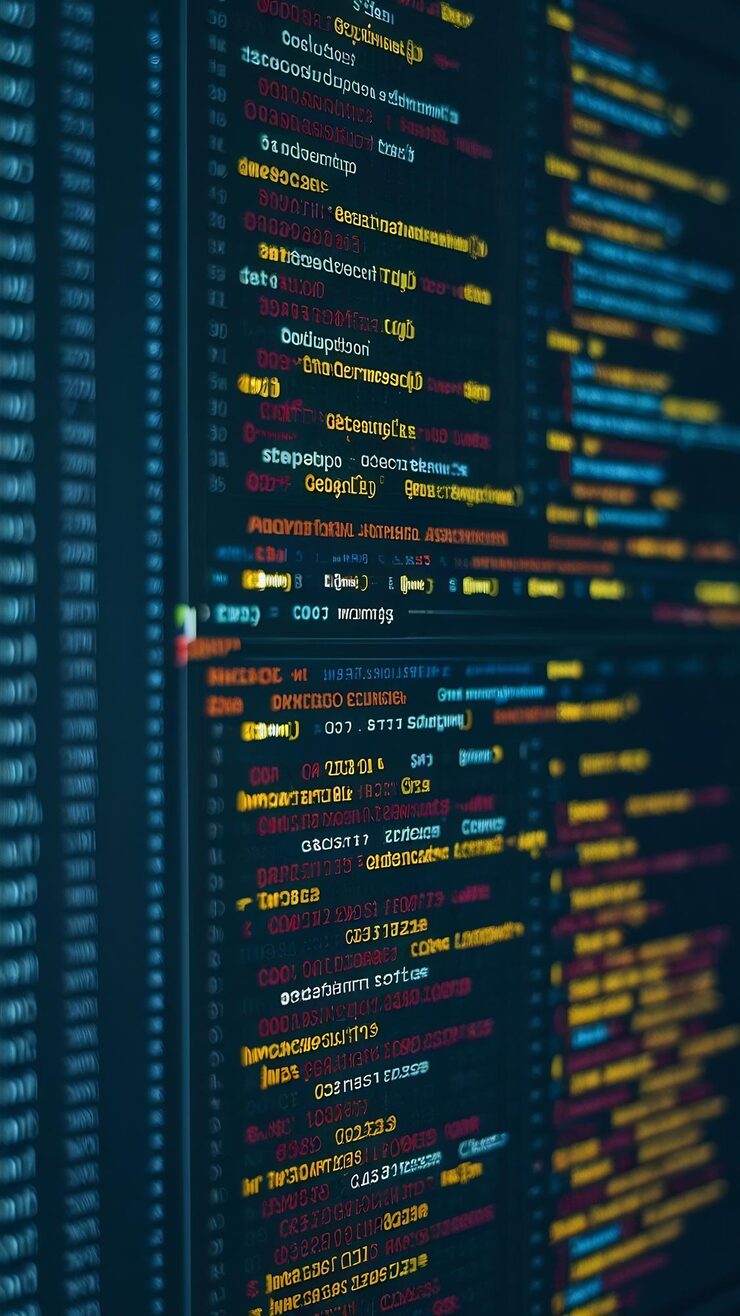 Photo program development with data on terminal window displaying it coding language on computer