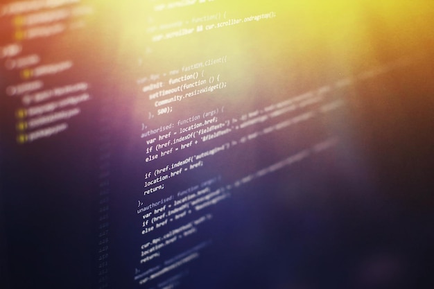 Programmeercode op computerscherm. Software ontwikkeling. Programmacode schrijven op computer.