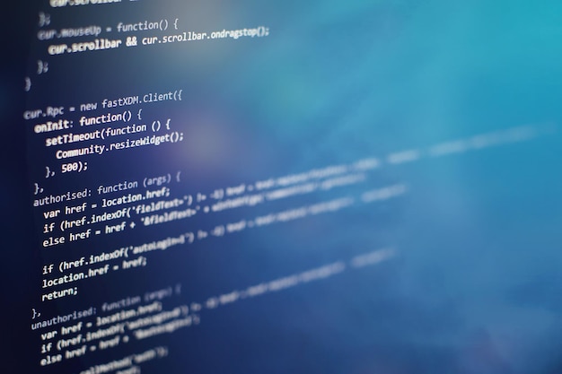 Programmeercode op computerscherm. Software ontwikkeling. Programmacode schrijven op computer.
