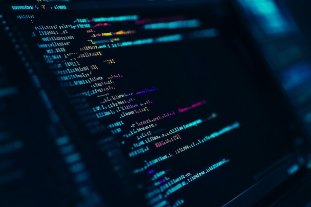Programmeercode op een donker scherm