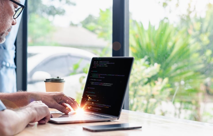 Photo programmer coding compiler encode debug and developer application software for business