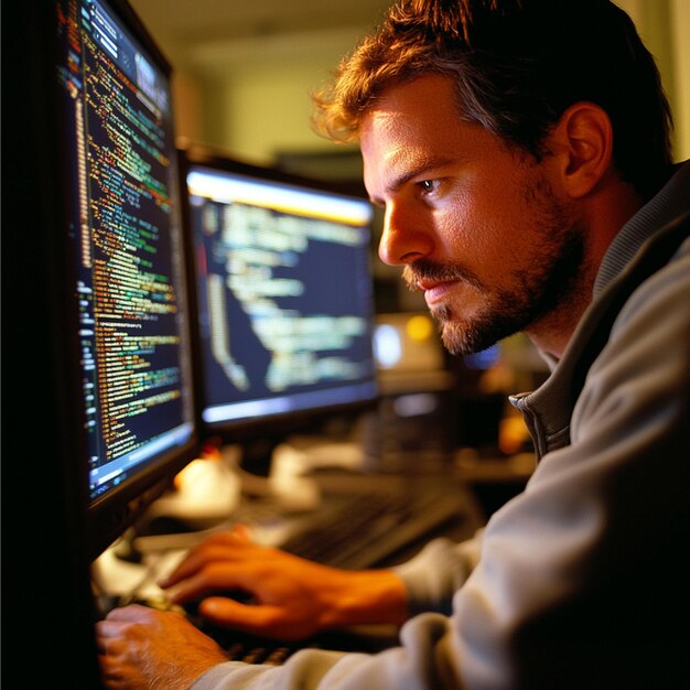 एक प्रोग्रामर ब्रेकप्वाइंट और वेरिएबल ट्रैकिंग के साथ एक डिबगर टूल का उपयोग करके कोड को डिबग कर रहा है