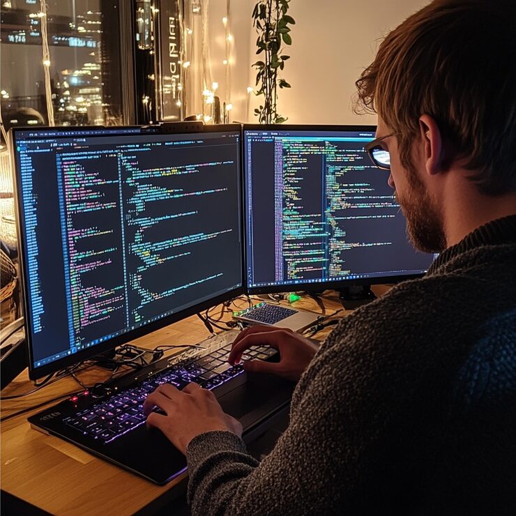 Photo a programmer debugging code in a visual studio ide with c syntax and error messages highlighted