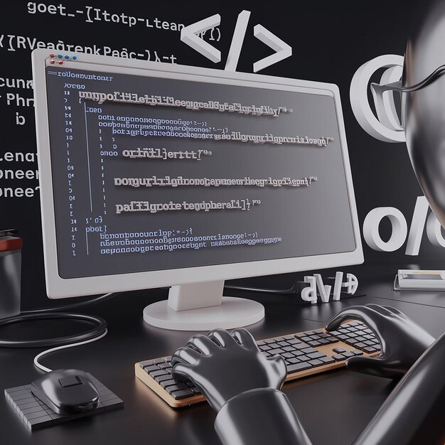 programmer developer typing script source languages coding symbols icon development project data programming software engineering it technologies computer 3d rendering