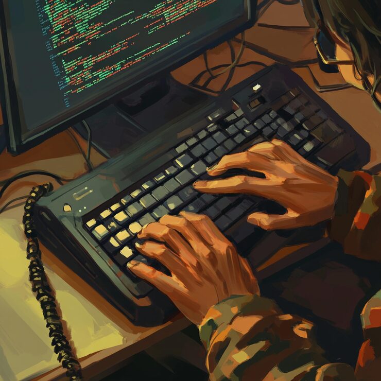 Photo 텍스트 에디터를 사용하여 스크립트 코드를 작성하고 테스트하는 프로그래머1