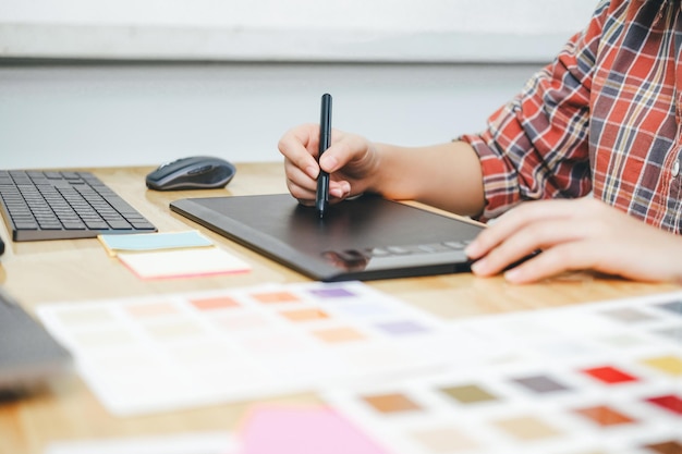 programmer and ux ui designer working in a software development and coding technologies. mobile and website design and programing development technology.