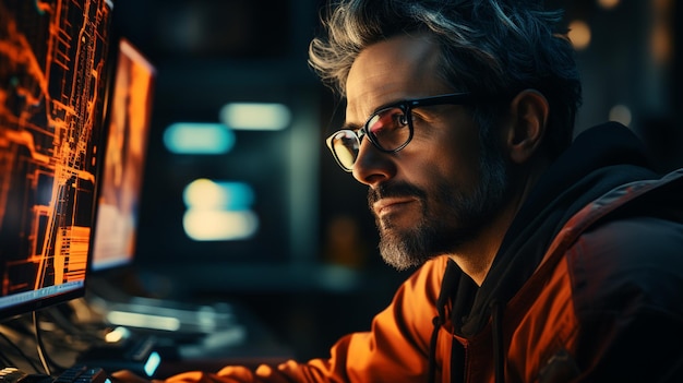 Programmer working in a computer in the office