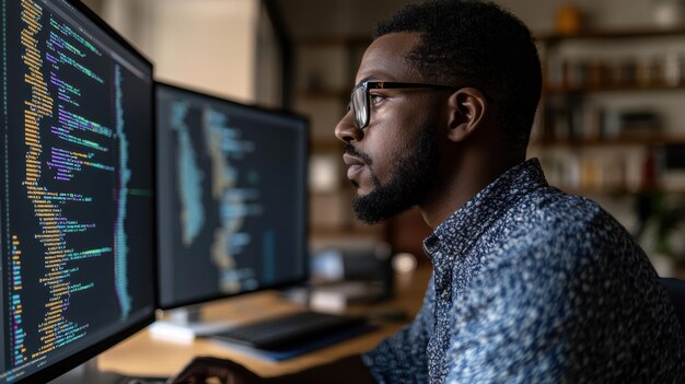 programmer working on data encryption algorithms in a secure environment