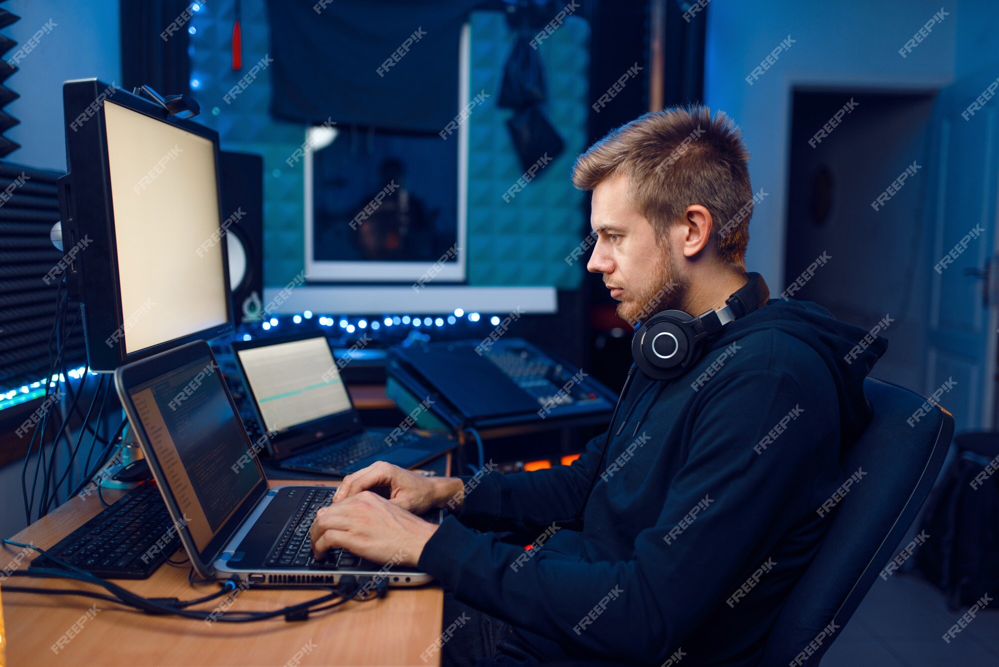 Premium Photo | Programmer working on laptop, computer technology. it ...