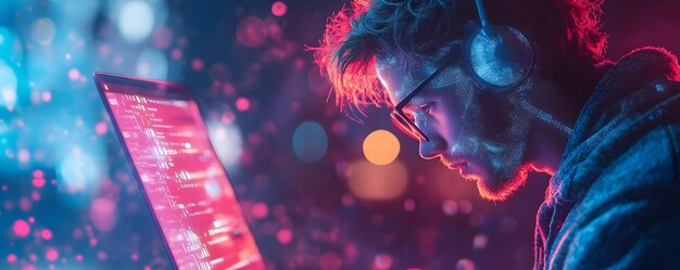 programmer working with code on laptop technology coding programming software development