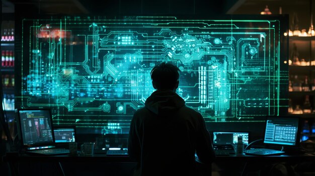 programmer writing code on computer screen with lines of code displayed for software development
