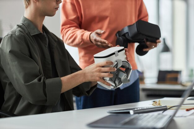 Programmers testing new vr glasses