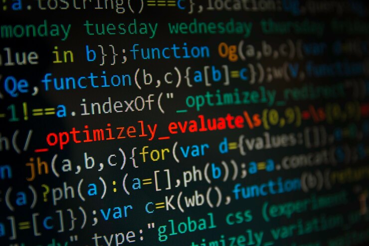 Photo programming code abstract screen of software developer