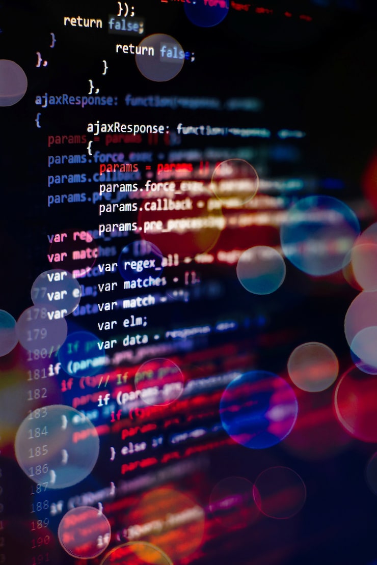 Photo programming code abstract technology background of software developer and computer script