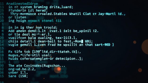 programming code displayed on screen with sparks effect dark coding interface with light effect and cyber security code