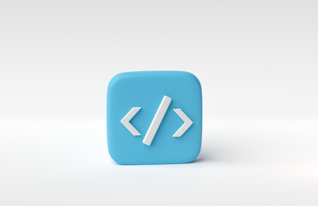 白い背景の上のプログラミング コード製品開発アイコン最小限のウェブサイト コーディング コンセプト 3 D レンダリング 3 D イラスト
