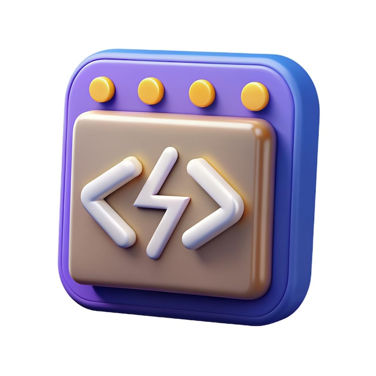 Photo 编程代码 python 或 java api 符号 编程和网页开发概念 3d 矢量图标 卡通最小风格