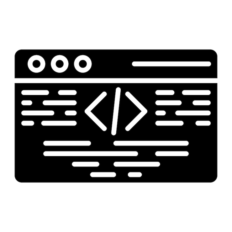 Photo programming language glyph solid black illustration