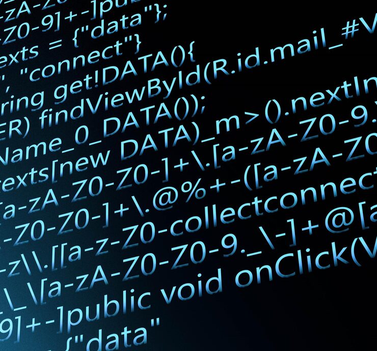 Photo programming on laptop screen. web development computer code. website program code 3d illustration. internet web text.