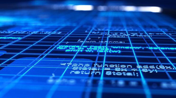 Photo programming in a programming language for a system.programming is used to develop systems.source code developer, programming concept model,3d rendering