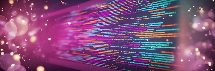 Photo programming and software development work concept of hard work of computer coding and programming