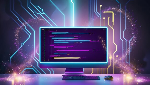 programming and software development work concept of hard work of computer coding and programming