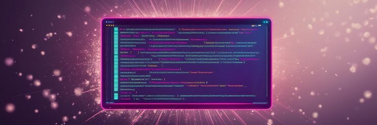 Photo programming and software development work concept of hard work of computer coding and programming