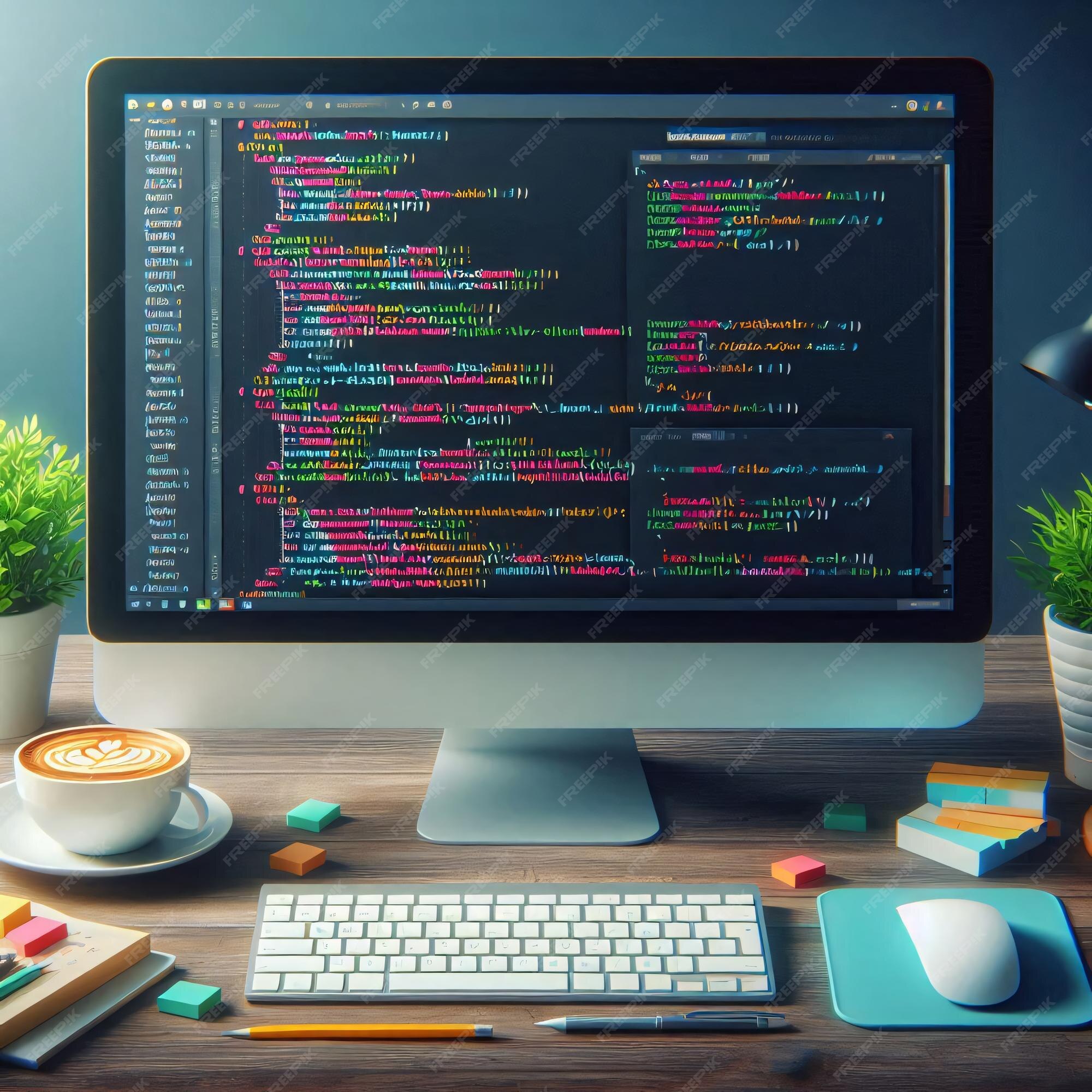 Programming with HTML PHP and javascript Backend source code on monitor ...