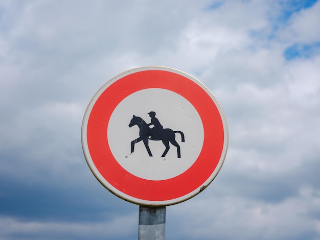 Prohibition sign for horses and riders