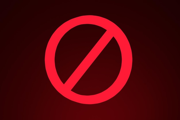 Фото Запрещающий знак на темно-красном фоне 3d рендеринг