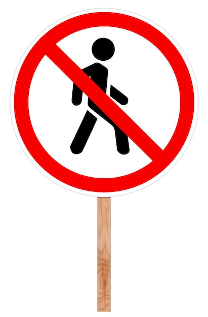 Photo prohibitory traffic sign pedestrian traffic