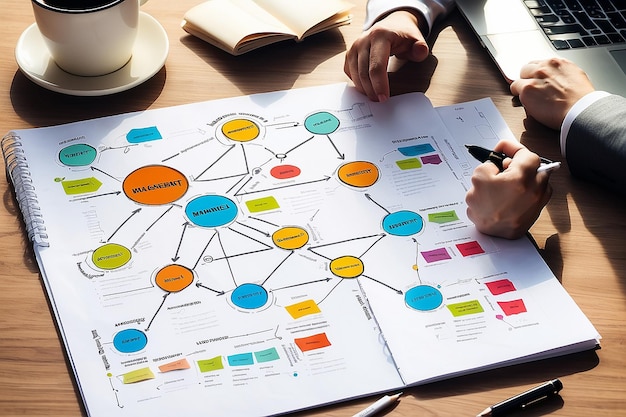 Foto diagramma del piano di programmazione della gestione del progetto concetto di ottimizzazione dei processi aziendali