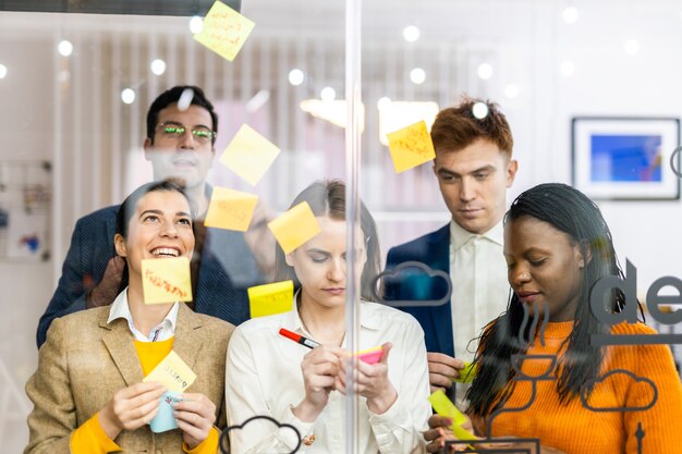 Project managers and employees brainstorming on ideas