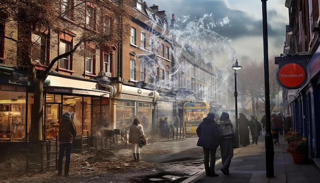 런던 시티의 쿨한 분위기에 대한 프로젝트 매핑